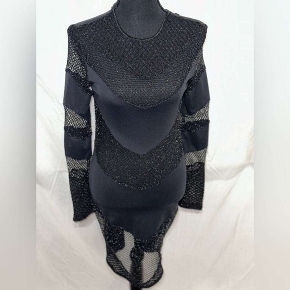 AngelBrinks Mesh Dress Black Leggings Dress Woman size Medium